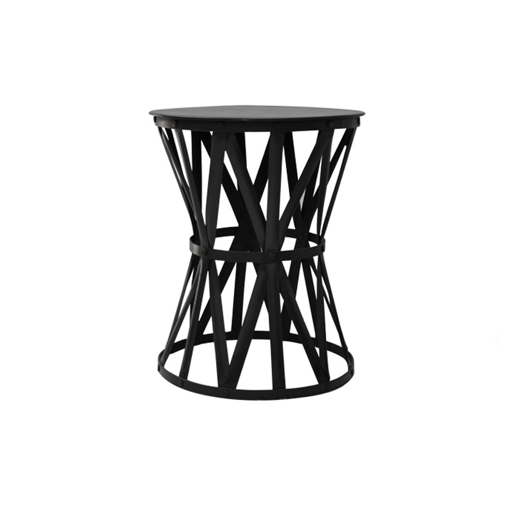 Black Iron Drum Side Table Small Greenslades Furniture