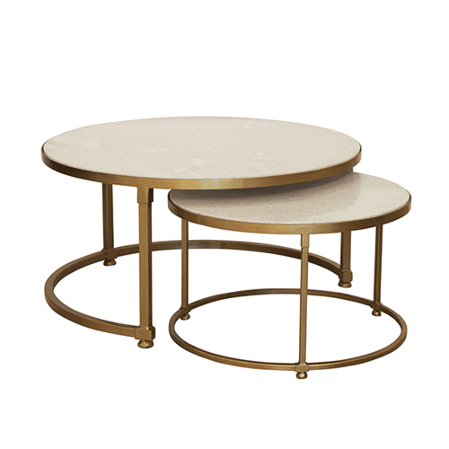 Buy Gironde Round Round Coffee Table Set Of 2 In Golden Finish By Trendy Deco Online Round Coffee Tables Tables Furniture Pepperfry Product