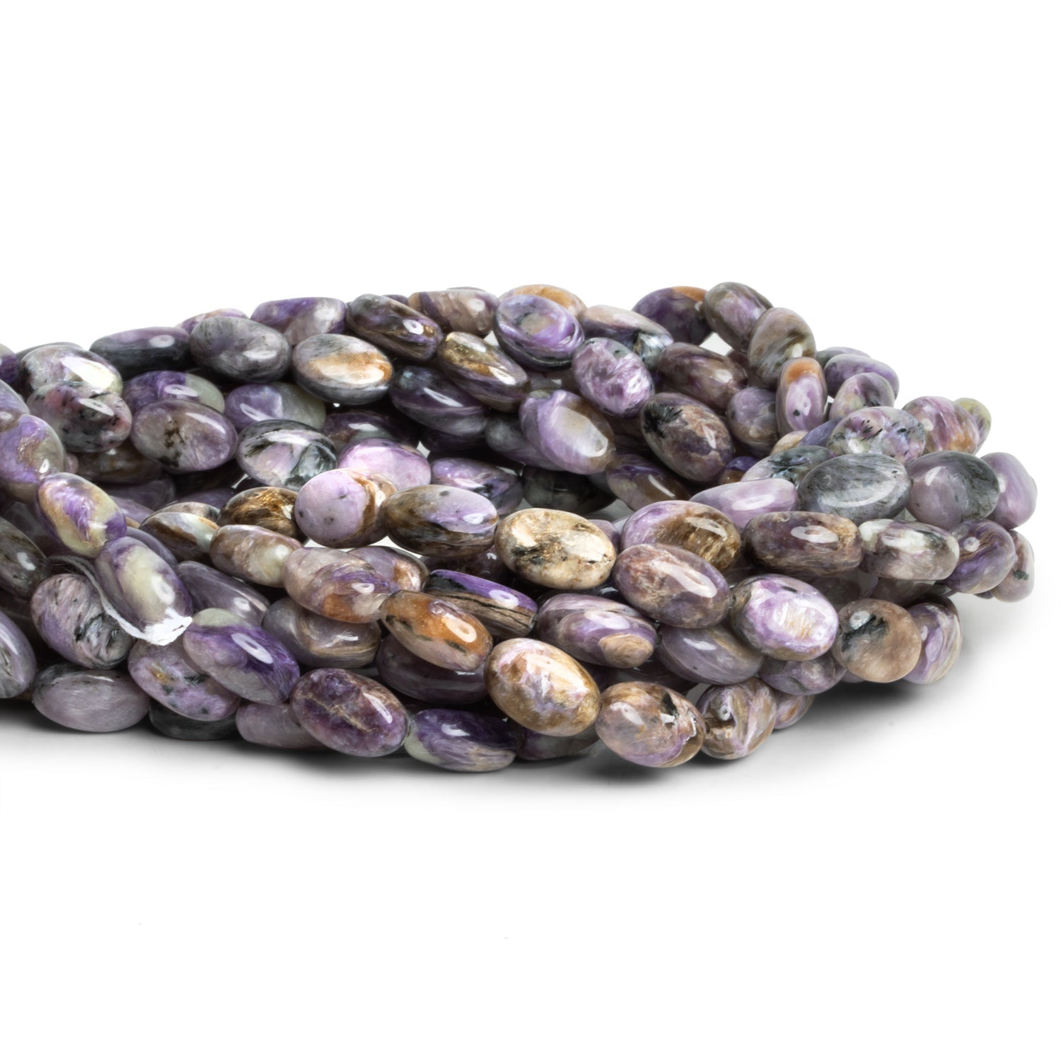 11x8mm Charoite Plain Ovals 15 inch 31 beads - The Bead Traders