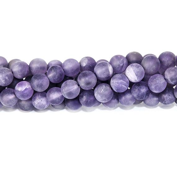 6mm Frosted Amethyst plain round beads 15 inch 64 pieces