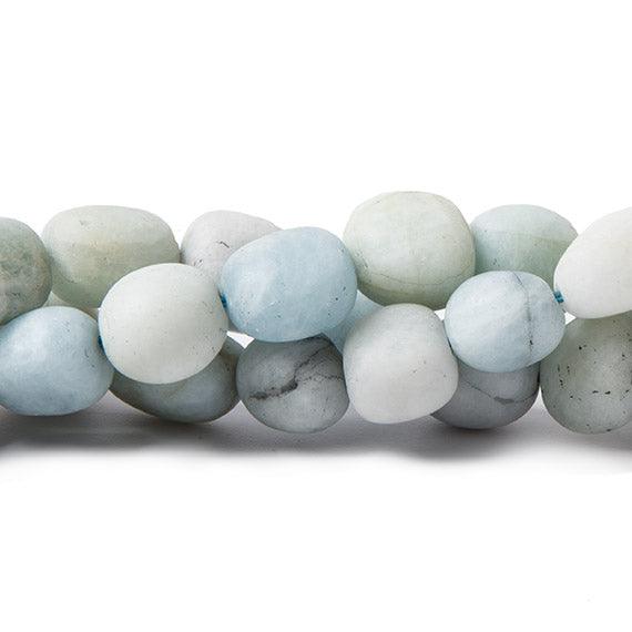 12x8mm Frosted Aquamarine plain nugget beads 15 inch 31 pieces