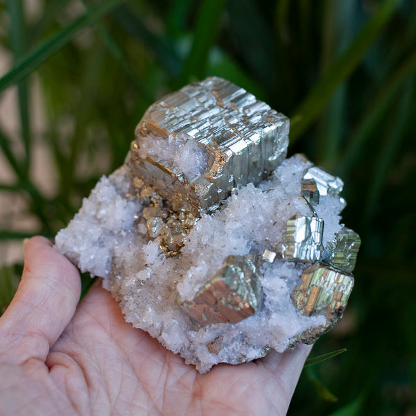 Unusual Self Healed Pyrite Cluster in Quartz, Daye Mine