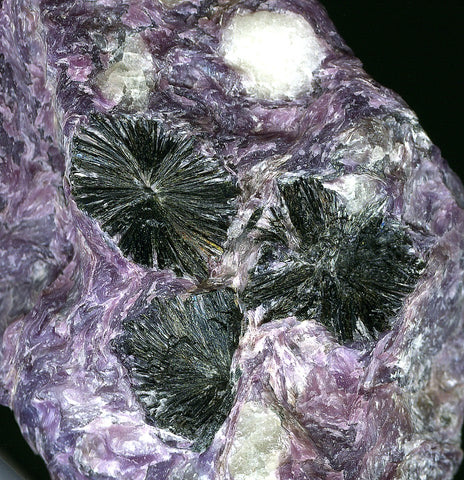 raw charoite with black aegirine inclusiones