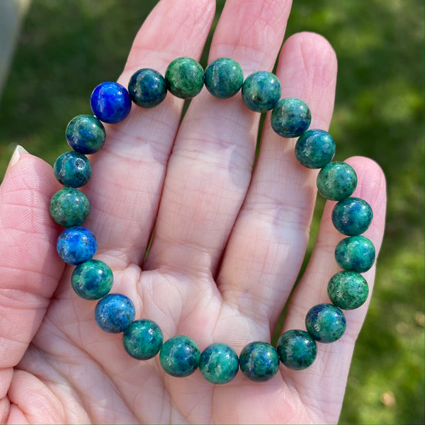 Malachite Azurite Bracelet, 8mm Bead