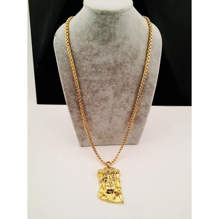 24k Gold Jesus Piece - gold christ necklace with gun roblox