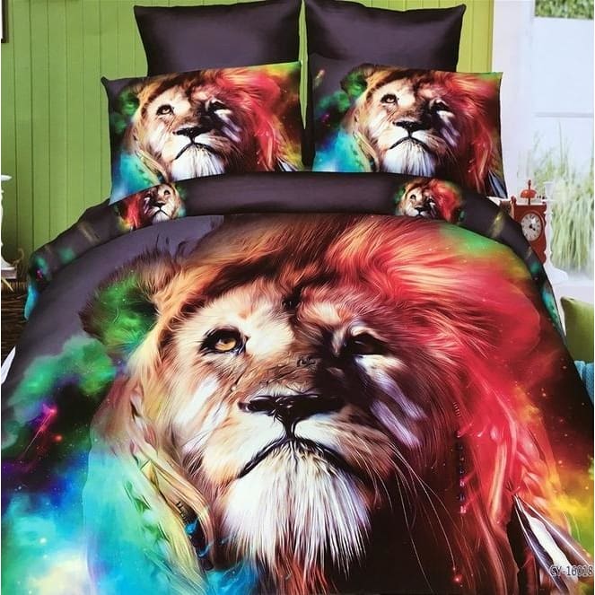 4pcs 3d Polyester Lion Fashion Bedding Set Prints Duvet Cover Set