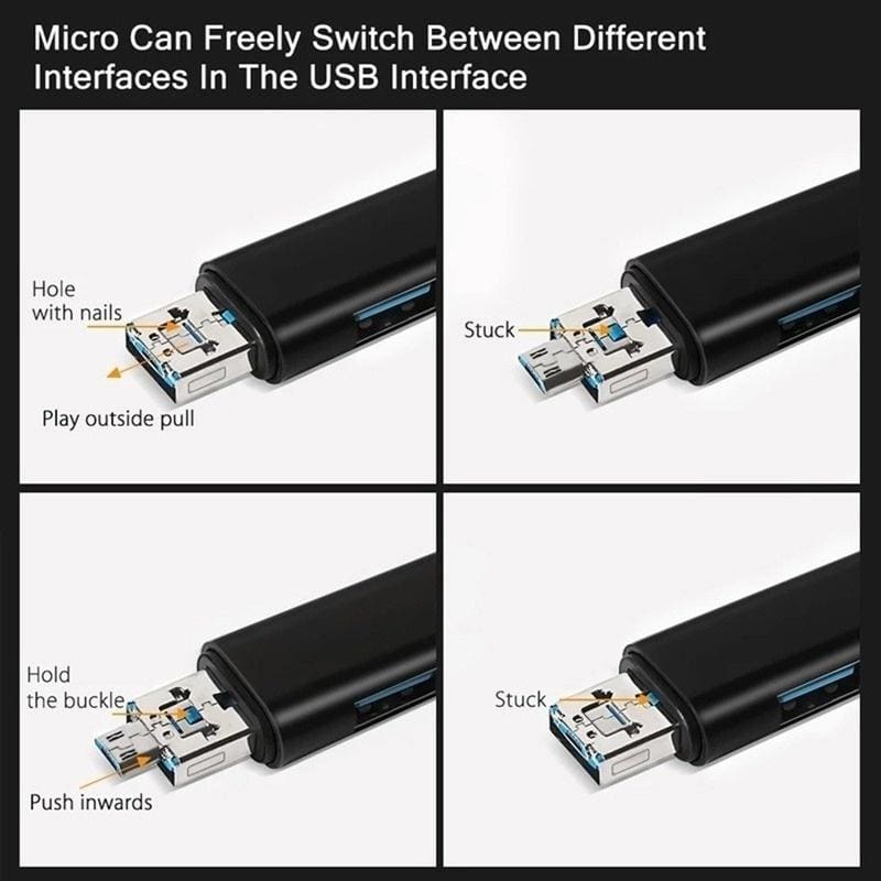 5 In 1 Card Reader Built In Usb Type C Micro Usb Port And Usb Tf