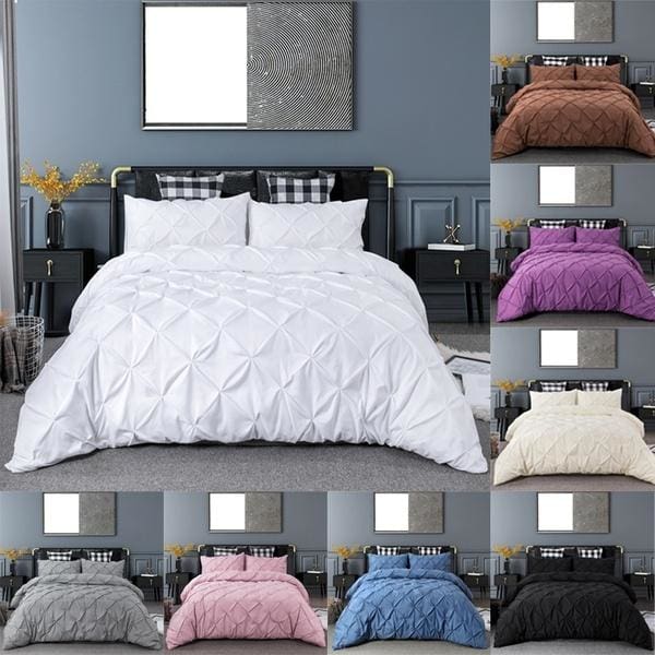 8 Colors Solid Color Pinch Pleated Duvet Cover Amp Pillow Shams