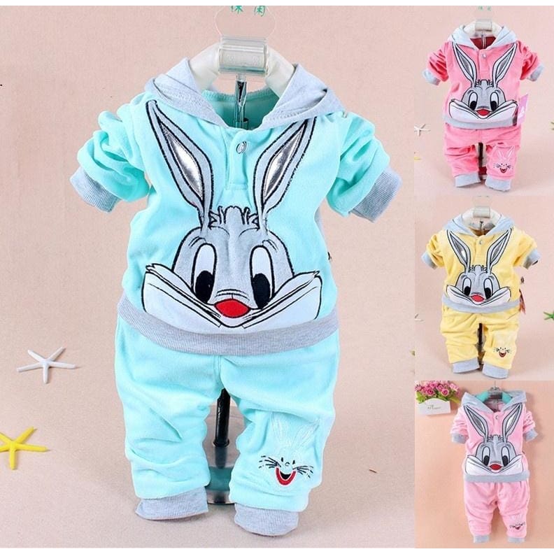 Baby Set Cartoon Rabbit Velvet Set Twinset Long Sleeve Set Hoodie - roblox childrens clothes suit hoodie pants two piece hooded sweatshirt suit suitable for boys and girls sportswear