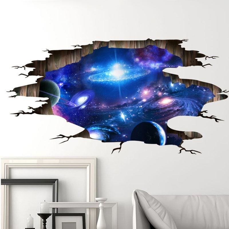 Blue Sky Cartoon Universe Galaxy 3d Wall Stickers Pvc Material