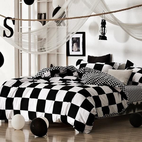 Classical Black And White Cotton Bedding Set Home Textile Bed
