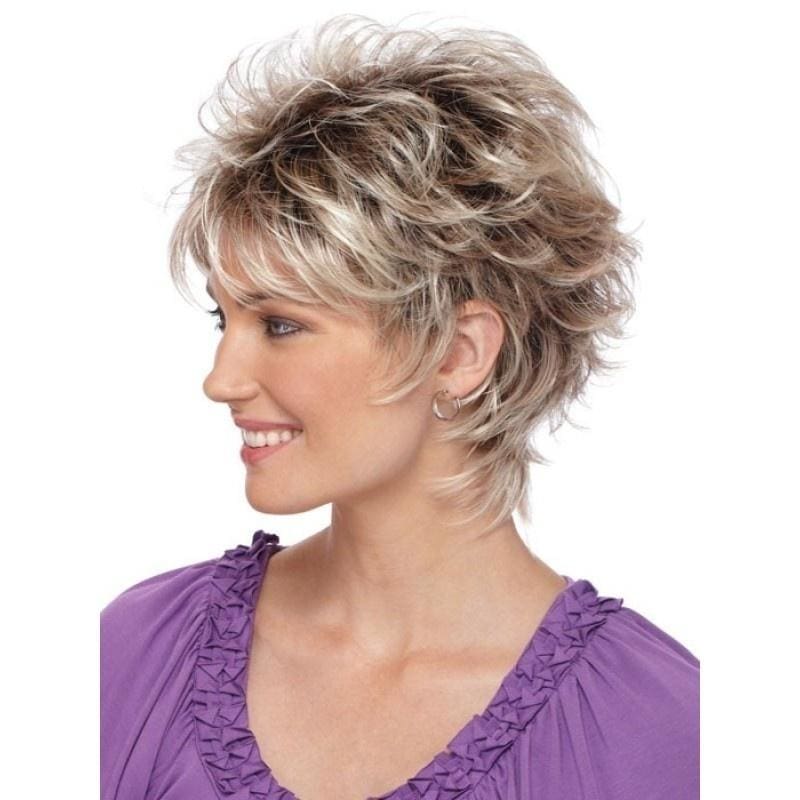 Fashion Wig Short Haircut Curly Black Ombre Grey Wigs Short