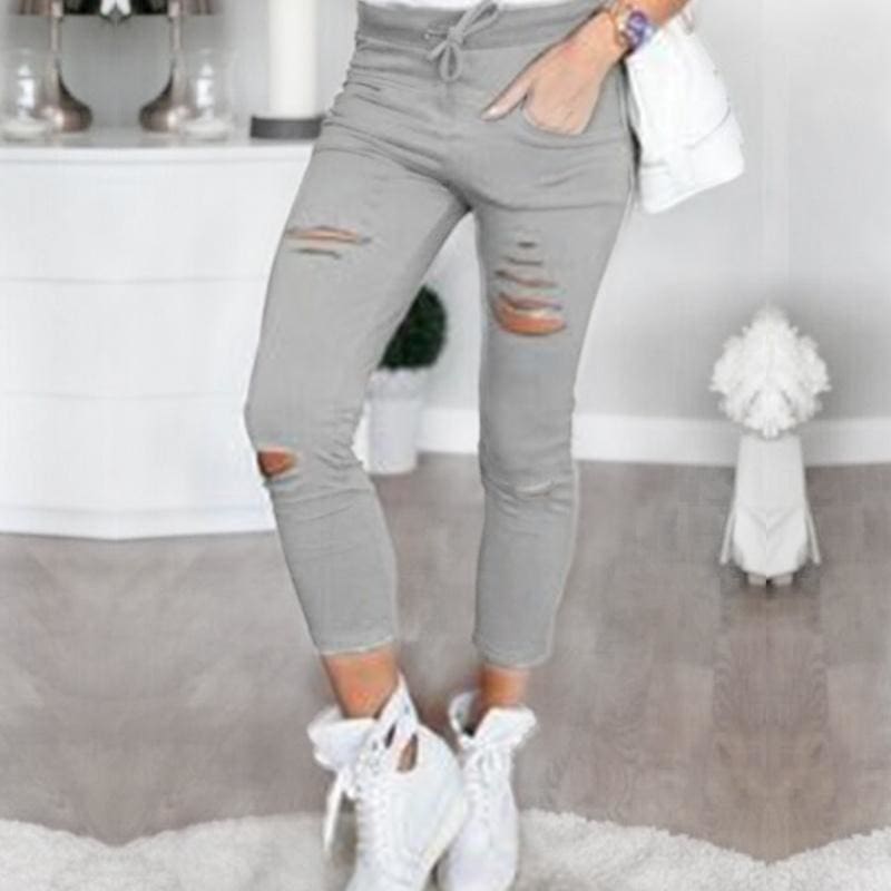 ladies grey ripped jeans