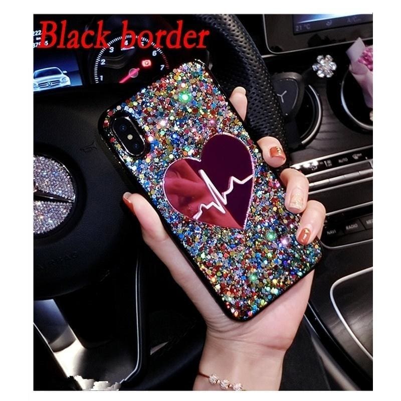 glitter heart coque iphone 6