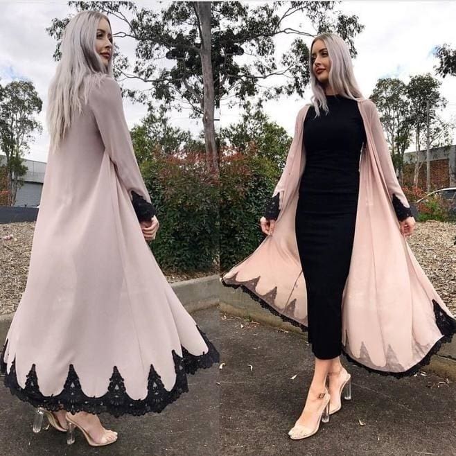 Muslim Maxi Cardigan Open Abaya Dress Women Lovely Long Sleeve