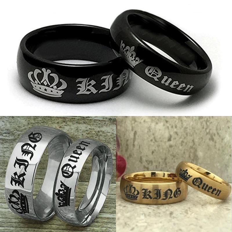 Romantic Sliver Gold Black King And Queen Ring His Amp Hers