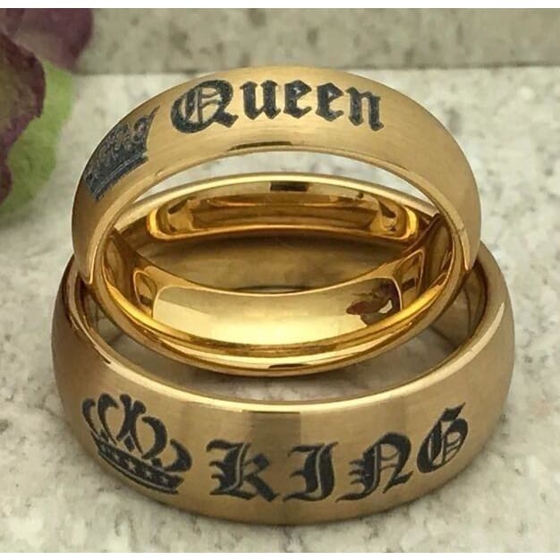 Romantic Sliver Gold Black King And Queen Ring His Amp Hers