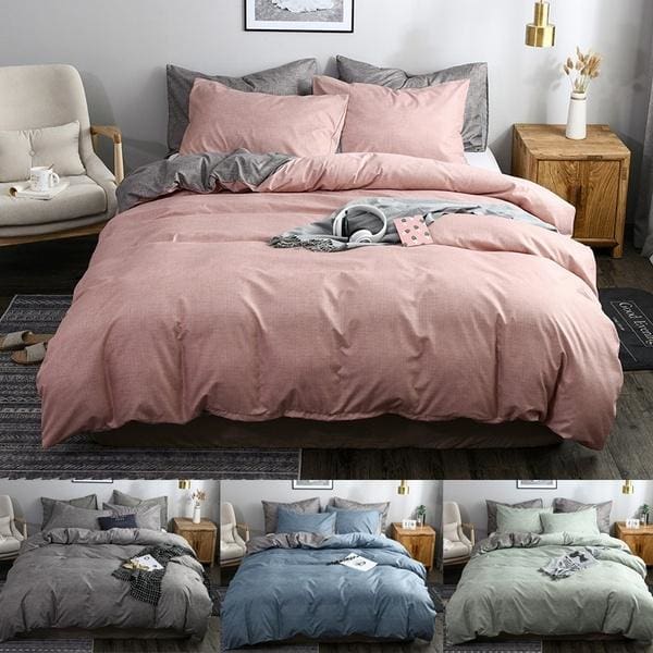 Solid Color Faux Linen Fabric Duvet Cover Amp Pillow Shams Set