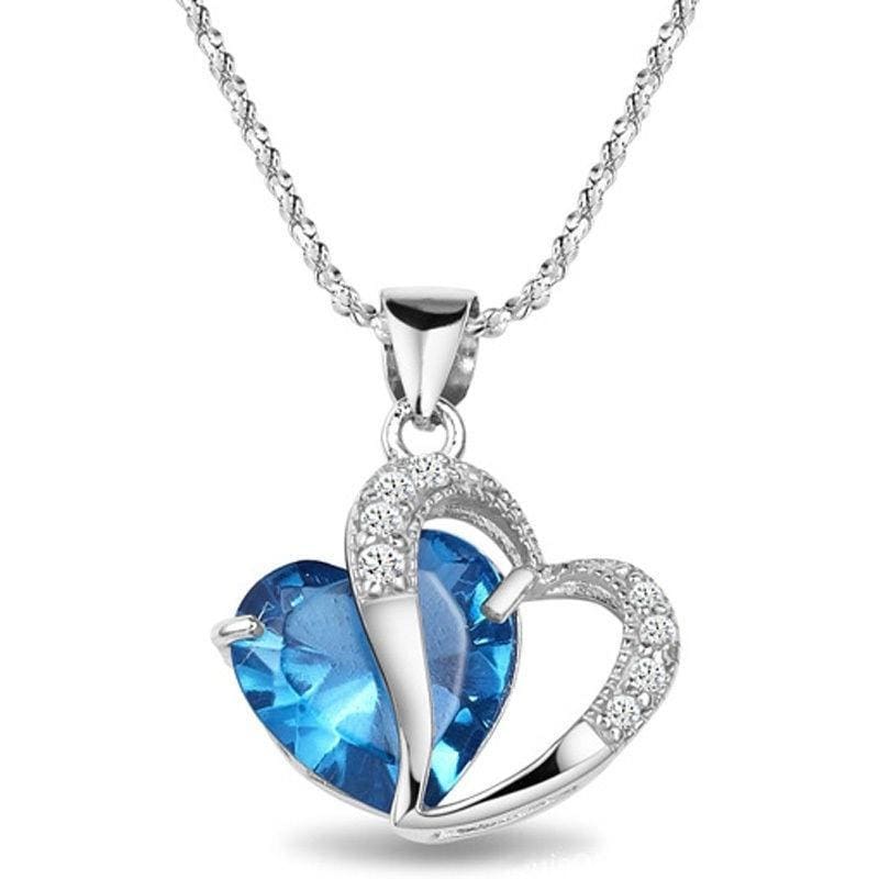 Heart Love Necklace Heart Love Rhinesetone Bezel Necklace Heart Pendant Hea...