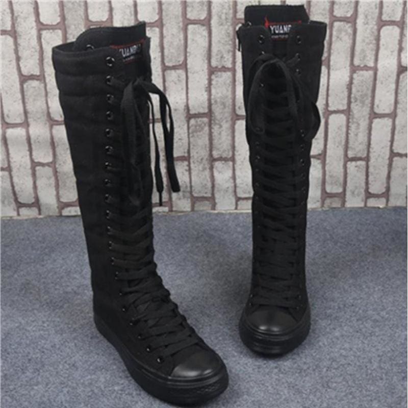 Womens Boots Knee Length Zipper Flat 