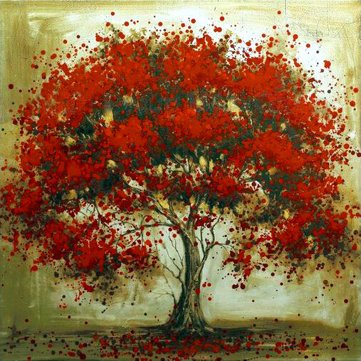 Thick Red Leaves Tree 5d Diamond Painting Kits Oloee