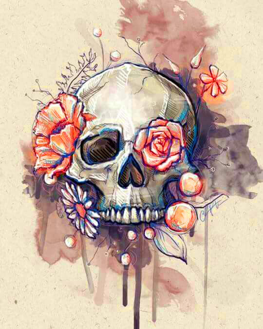 Water Color Floral Skull | 5D Diamond Painting Kits | OLOEE