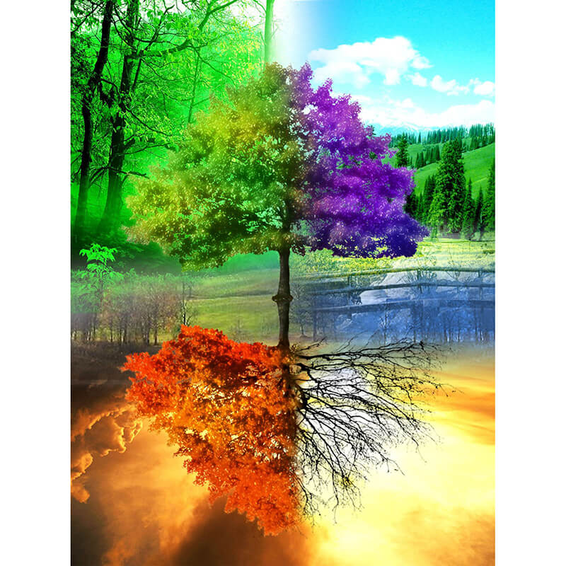Colorful Four Seasons Tree | 5D Diamond Painting Kits | OLOEE
