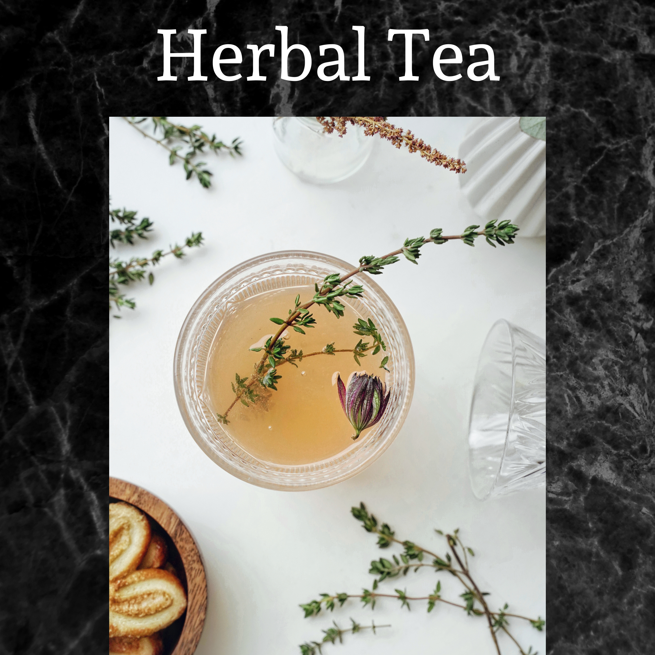 Herbal tea with herbs and flowers