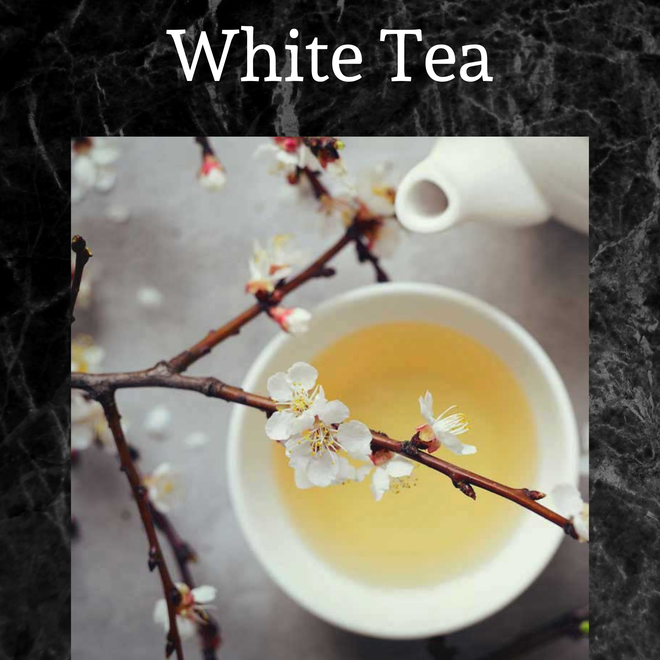 Cup of white tea with flowers