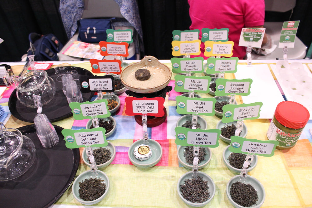 Boseong tea festival in South Korea, different types of green tea leaves on display (NO COPYRIGHT INFRINGEMENT INTENDED)