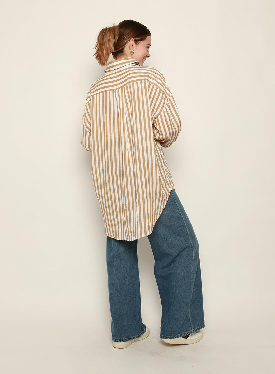 Andy Stripe Shirt-BEIGE