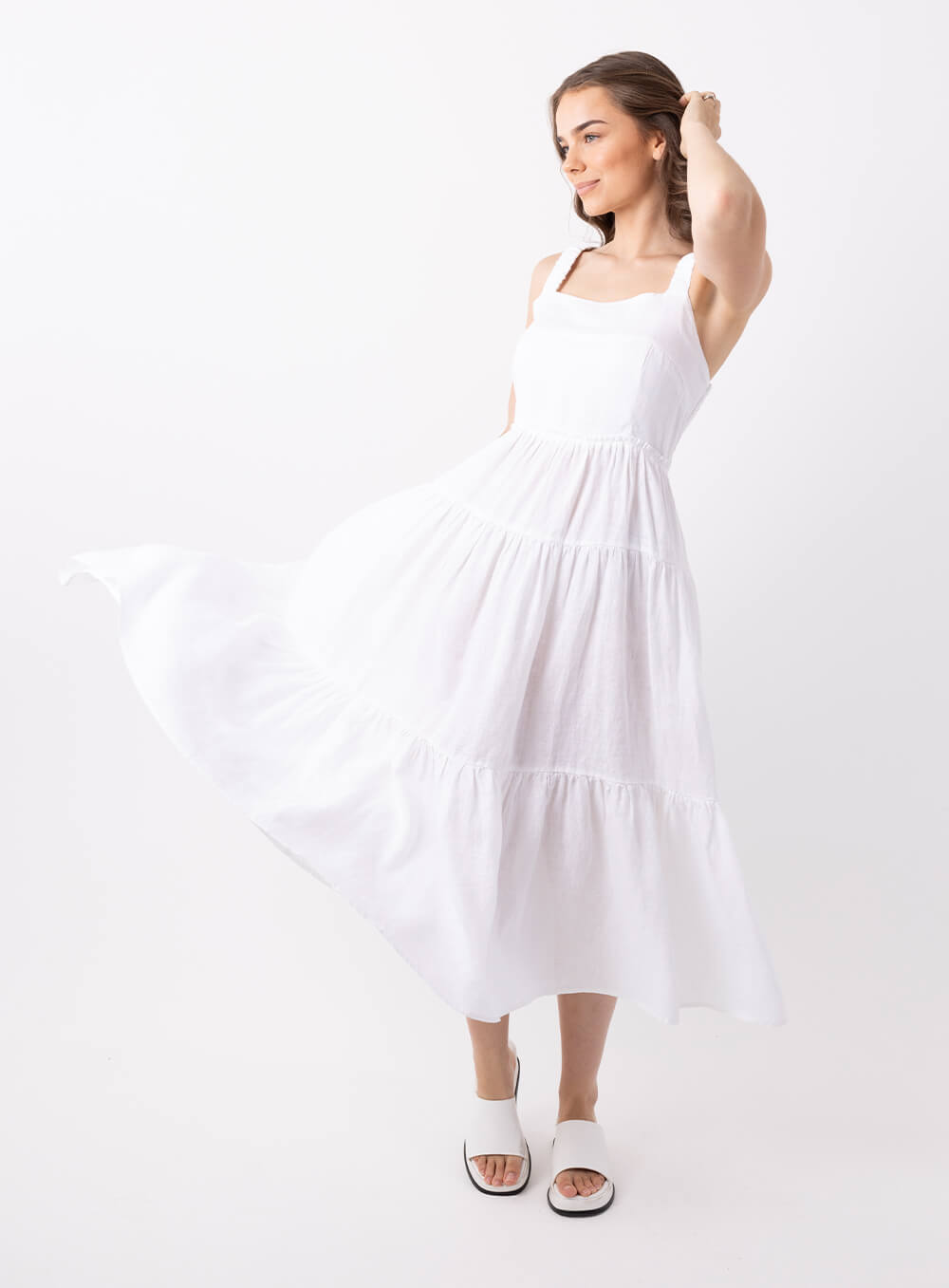 Finlay Linen Dress-White