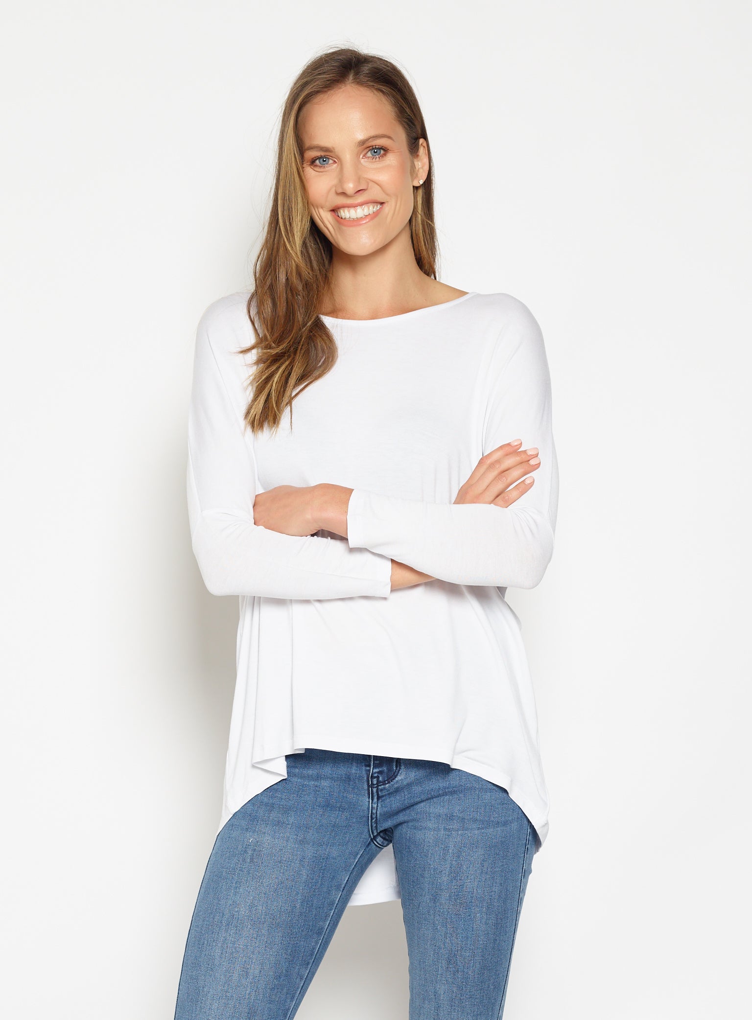 Milan 3/4 Sleeve Top-White