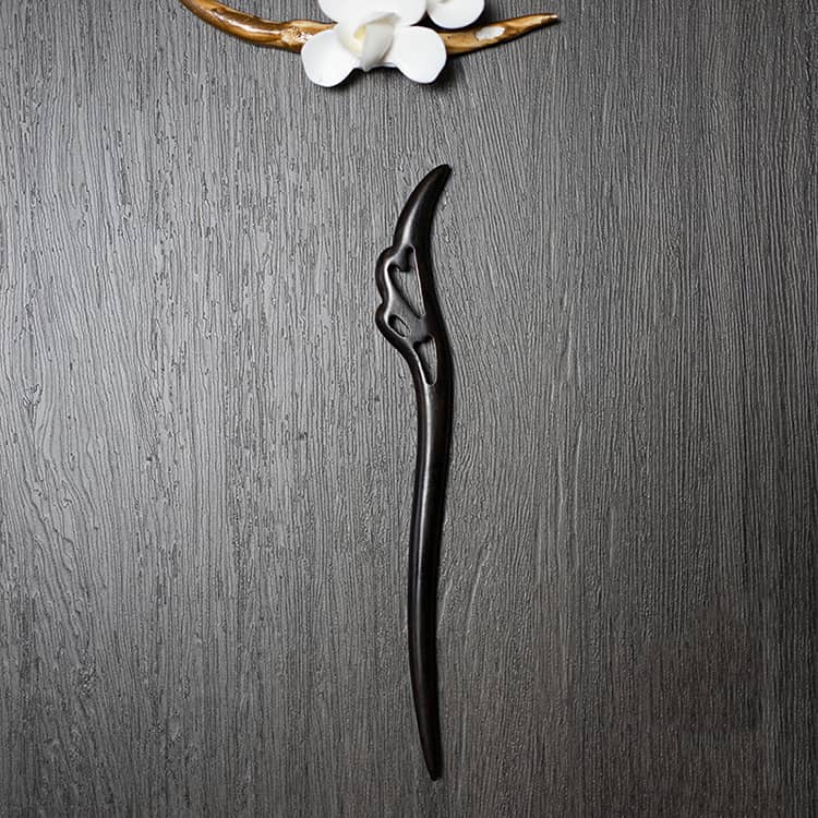 18cm Black Sandalwood Chinese Hairpin Zan