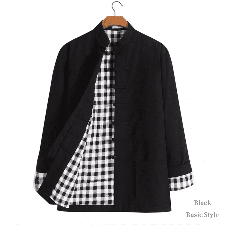 Black padded chinese jacket for winter