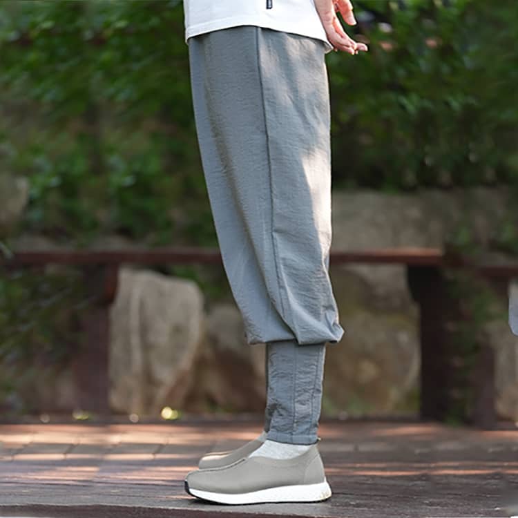 Grey Casual Linen Shaolin Monk Pants