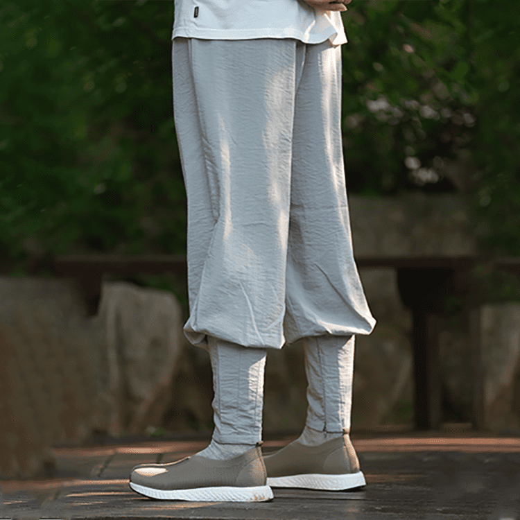 Light grey casual shaolin monk linen pants