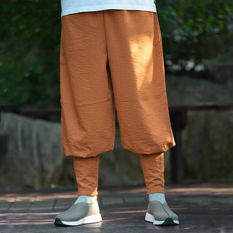 Yellow Casual Linen Shaolin Monk Pants