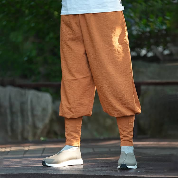 Yellow Casual Linen Shaolin Monk Pants