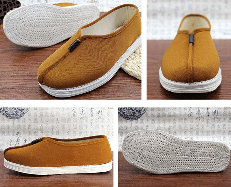 Yellow shaolin monk shoes with strong cloth soles