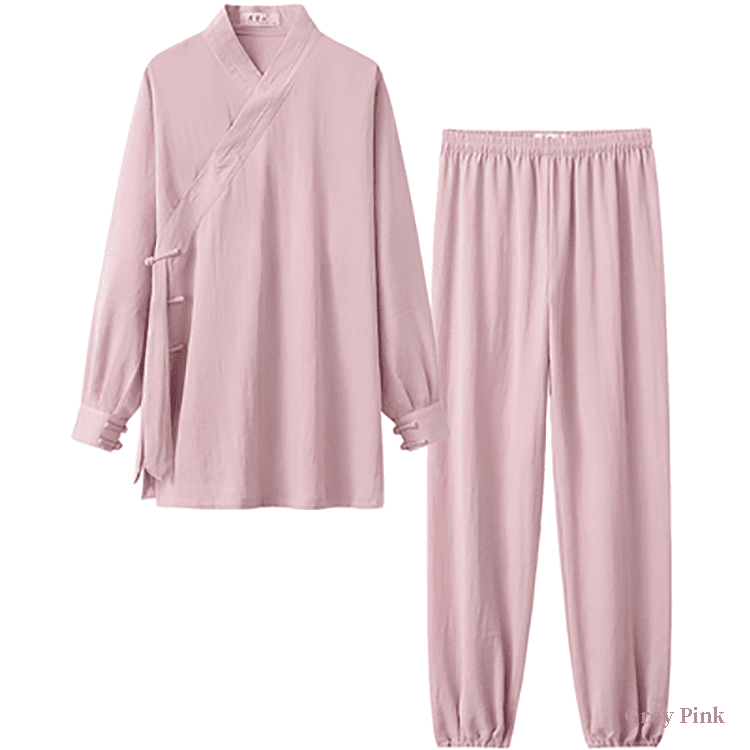 grey pink tai chi uniform suit for men and women