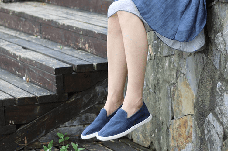 Navy Blue Handmade Solid Chinese Cloth Shoes