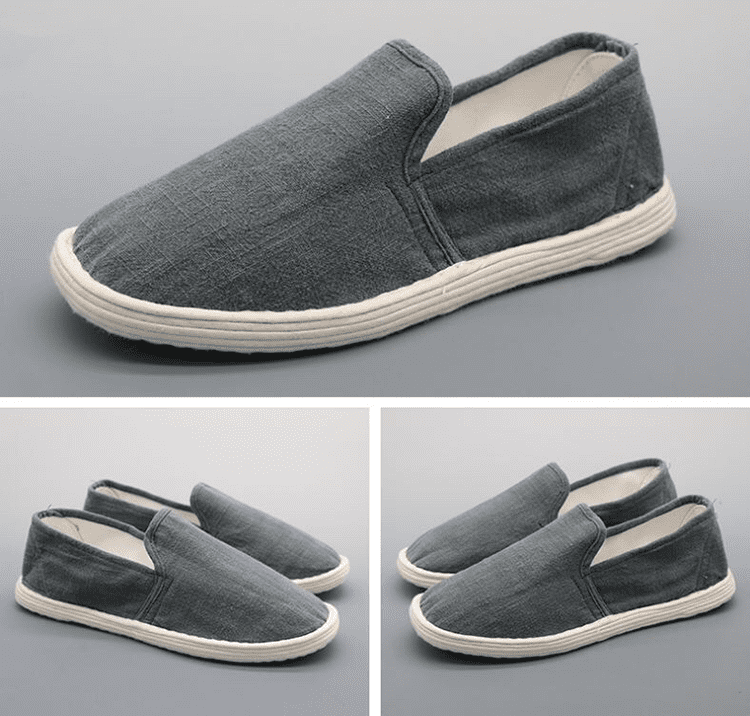 Grey Handmade Solid Chinese Cloth Shoes