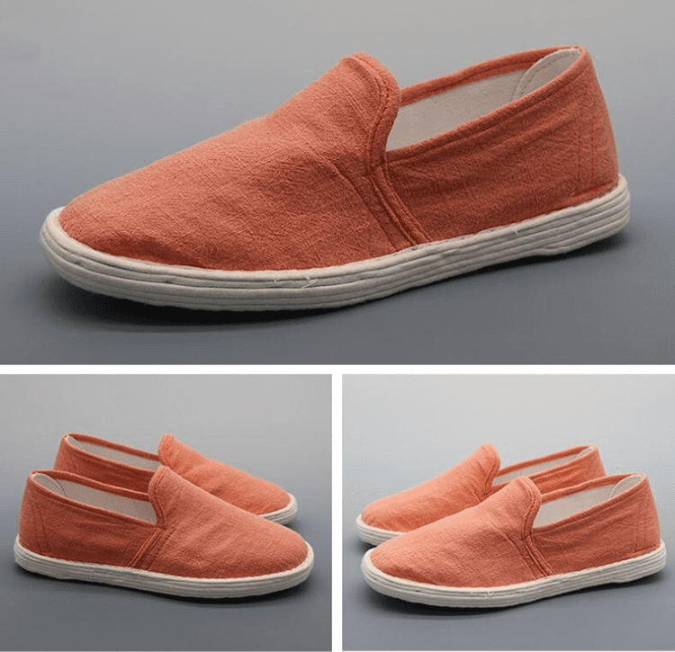 Orange Handmade Solid Chinese Cloth Shoes