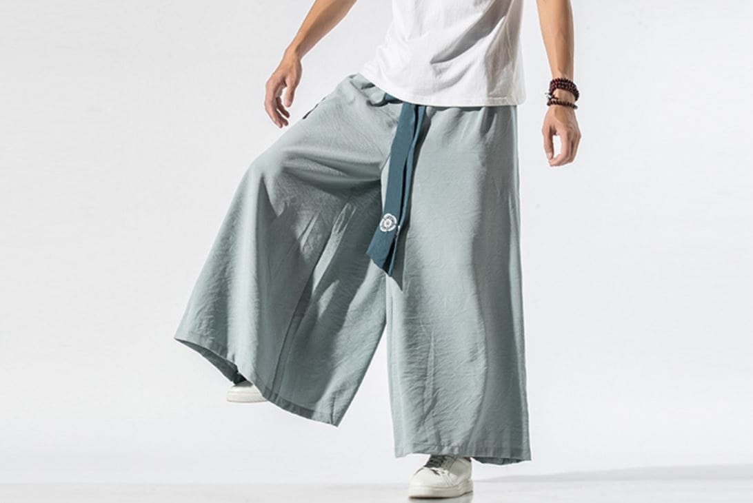 Modern Hanfu Style Wide Leg Pants for Men