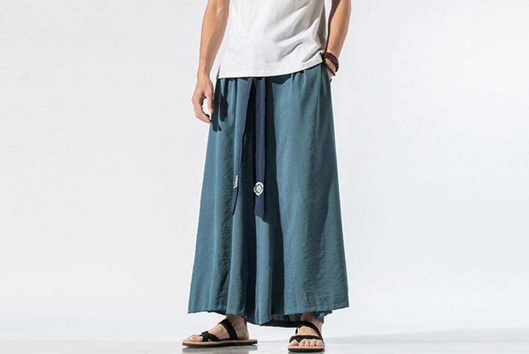 Modern Hanfu Style Wide Leg Pants for Men