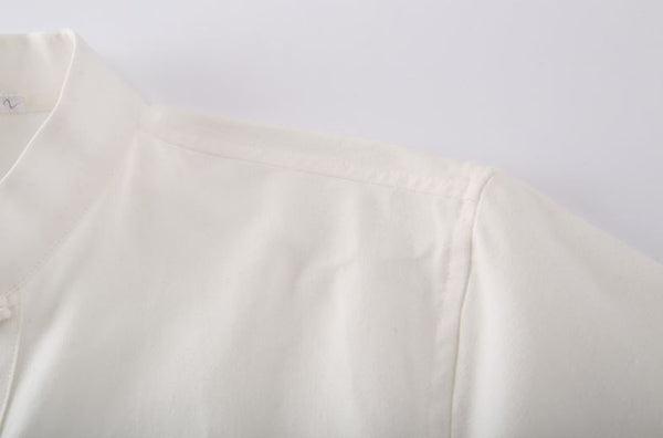 Shoulder Seam of Tang Shirt Made by Cotton