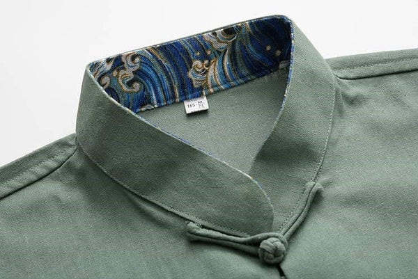 Collar of the Modern and Retro Tang Suit Jacket with Waves Pattern