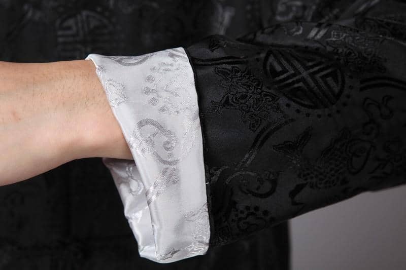Cuff of Black and Grey Tangzhuang Jacket for Chinese New Year