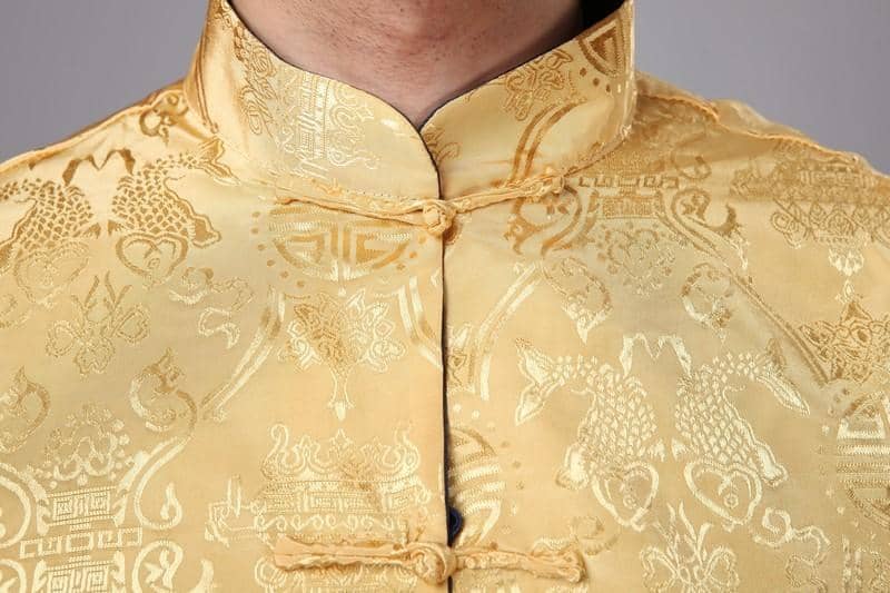 Collar of Gold and Blue Tangzhuang Jacket for Chinese New Year